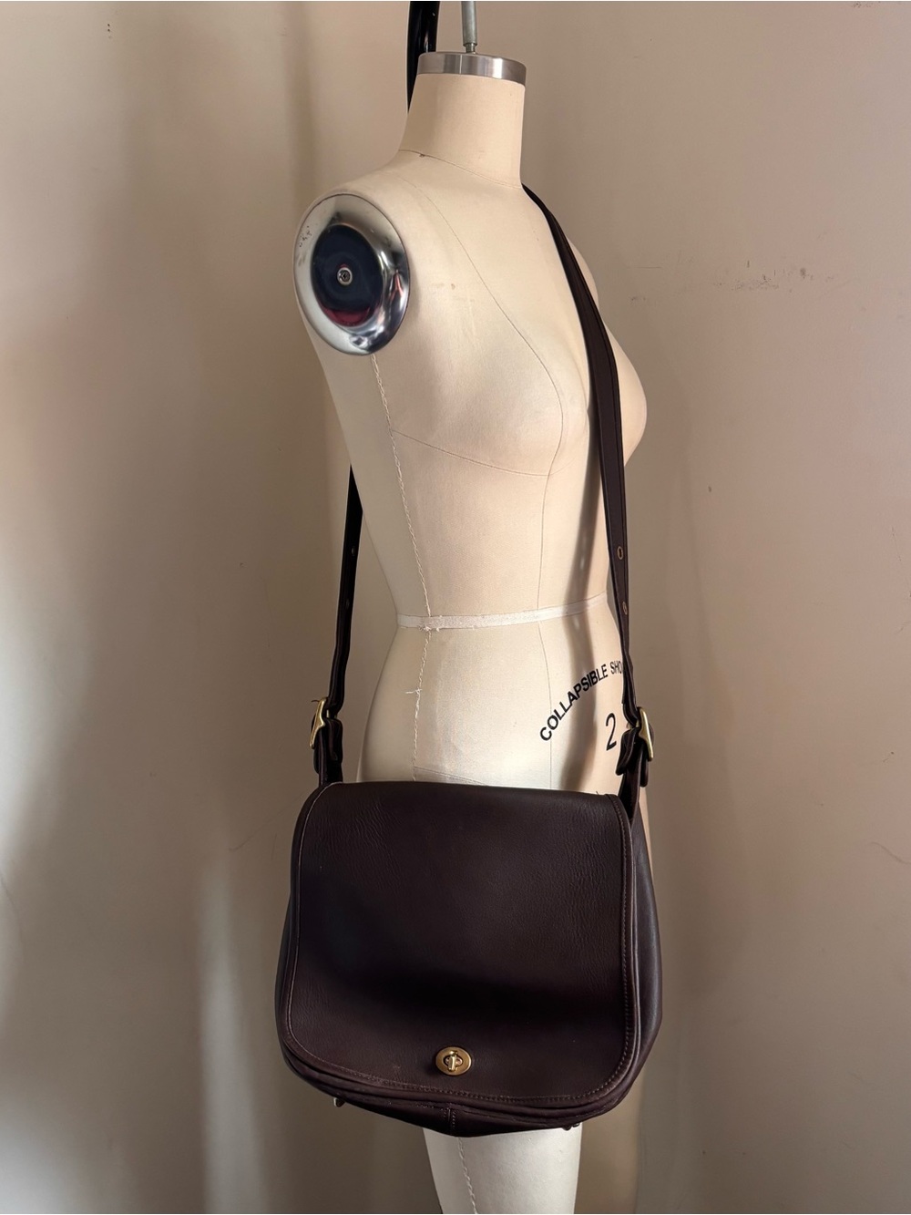 Vintage COACH #9525 "Stewardess Bag" Brown Leather Crossbody Bag